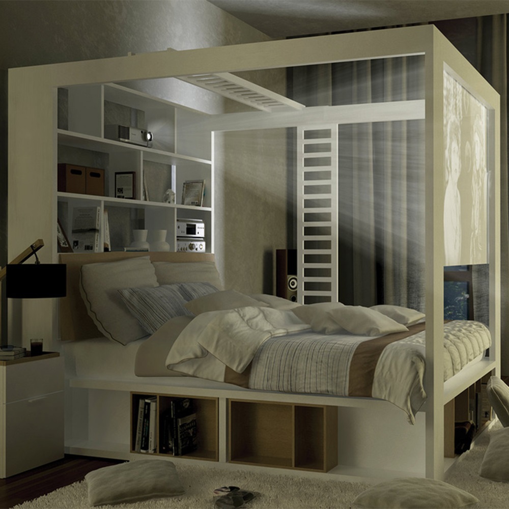 4you storage bed with shelving by vox. This stylish storage bed is a great all in one solution for your bedroom