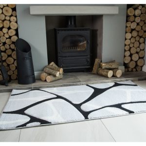 Grey & black soft geometric rug rumba