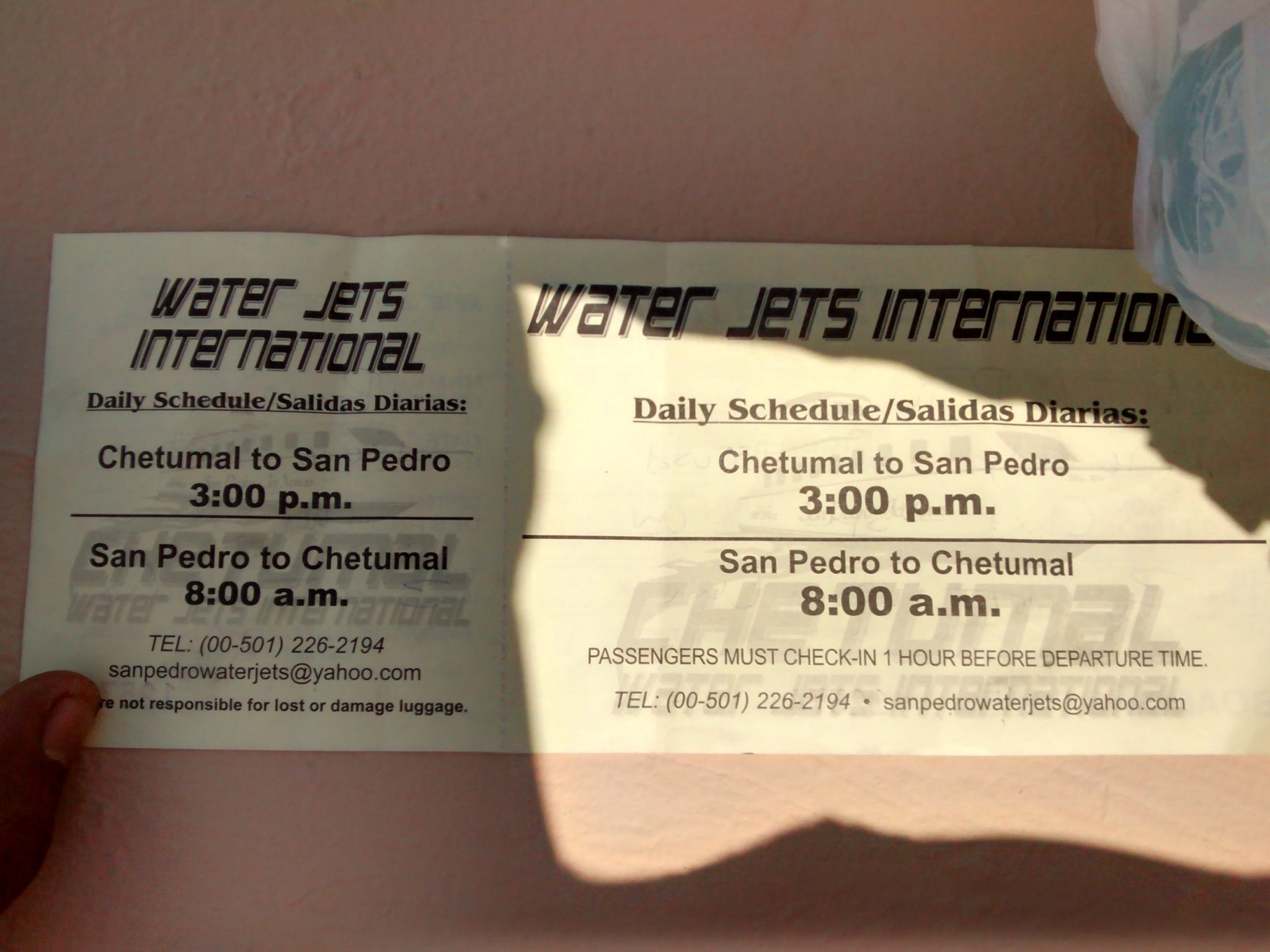 Ferry ticket chetumal, mexico to san pedro, belize