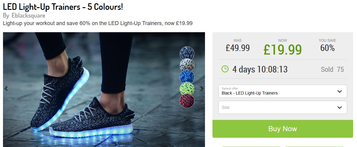 Led light-up trainers - 5 colours!
