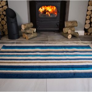 Modern striped teal blue rugs havana