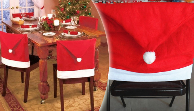 Santa hat chair covers