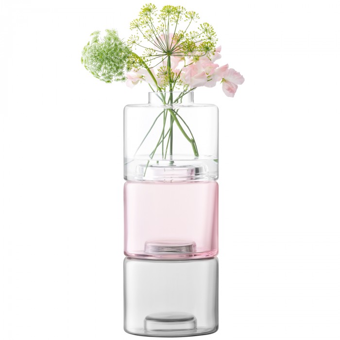 Stack trio vase, shade of pink