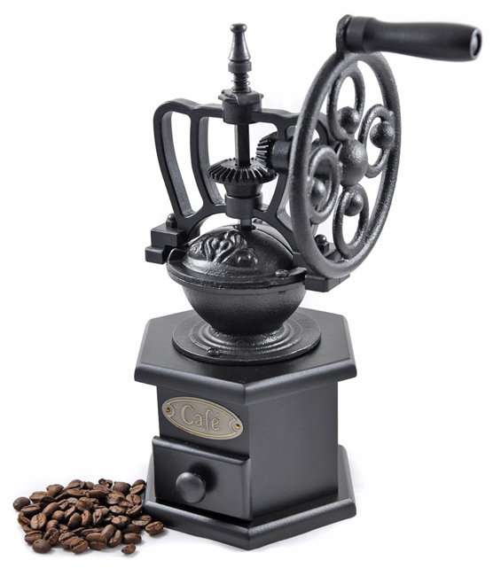 Cast iron coffee grinder with catch box