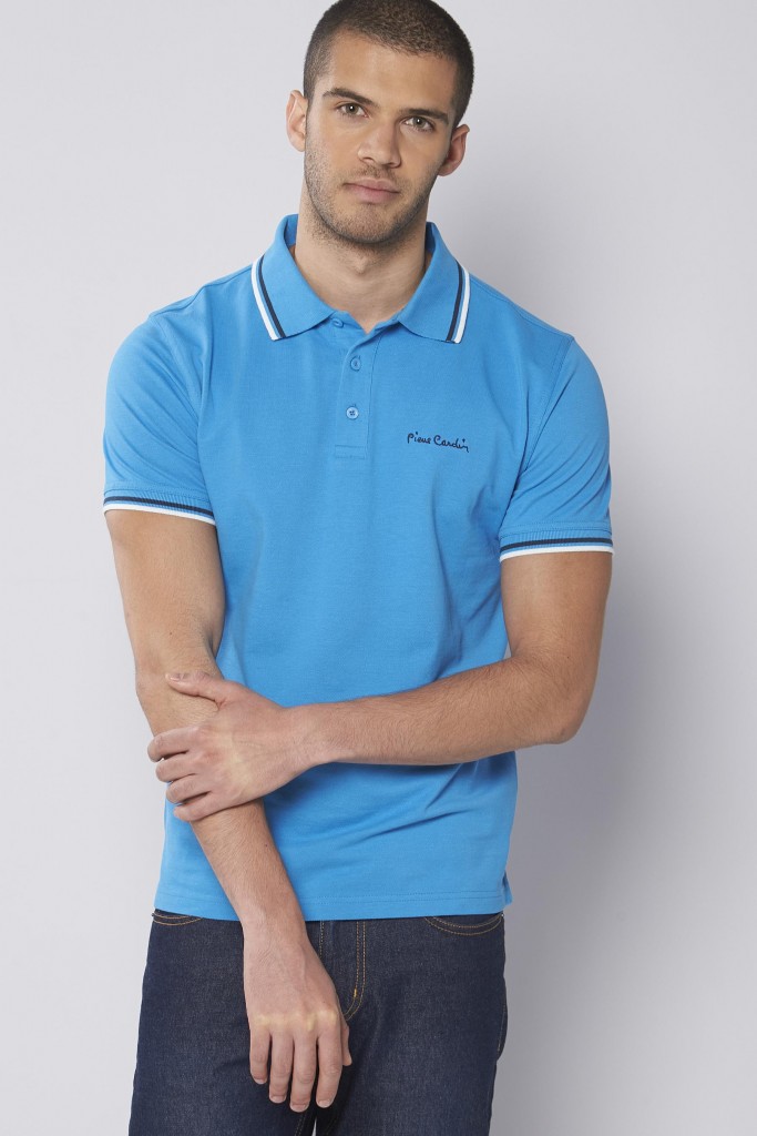 Pierre cardin tipped polo, light blue, £8. 00, all sizes available