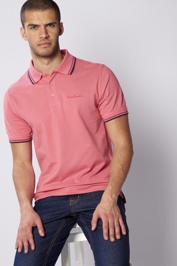 Pierre cardin tipped polo, salmon pink, £8. 00, all sizes available