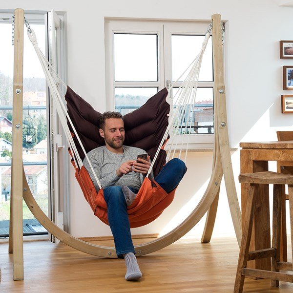 Taurus set terracotta hammock chair & stand. £379. 95 in the cuckooland up to 40% off sale.