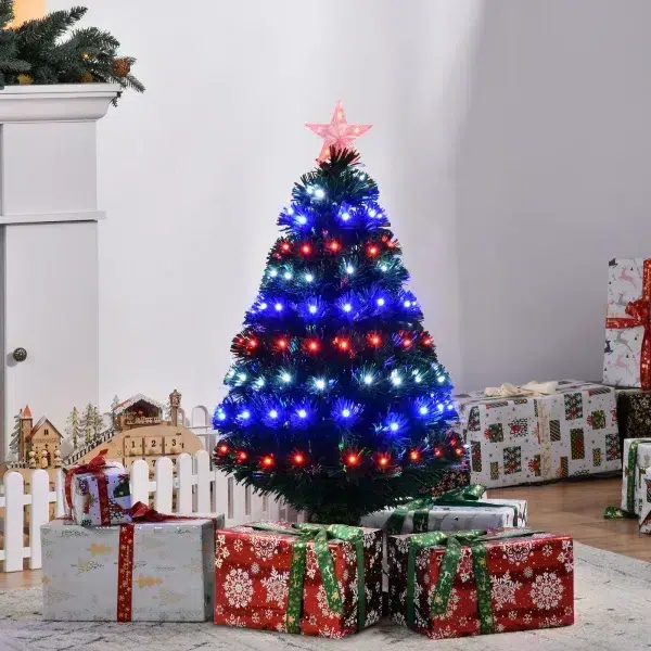 Artificial christmas tree with multi-coloured lights & star