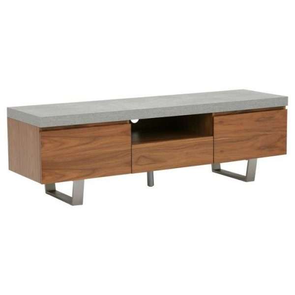 Halmstad large 160cm tv stand, walnut & concrete