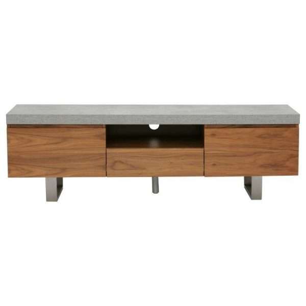 Halmstad Large 160cm TV Stand, Walnut & Concrete