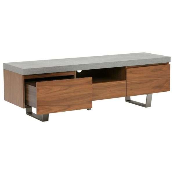 Halmstad large 160cm tv stand, walnut & concrete