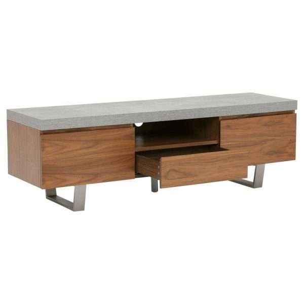 Halmstad large 160cm tv stand, walnut & concrete