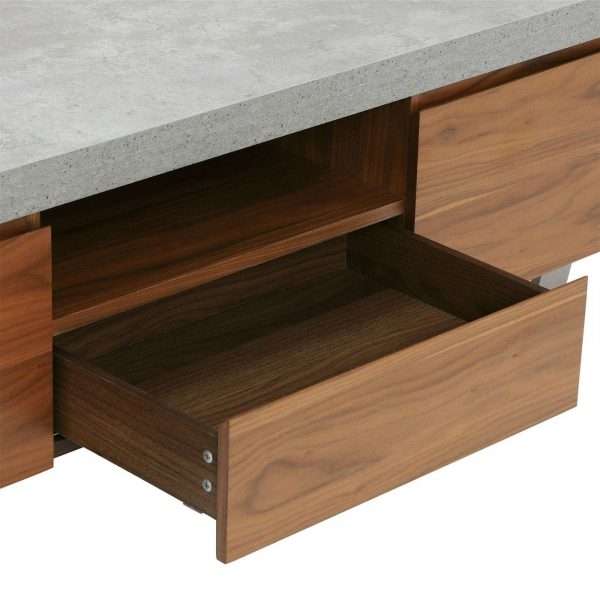 Halmstad large 160cm tv stand, walnut & concrete