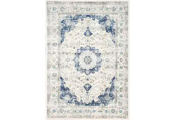 Emely blue/grey oriental area rug, 91 x 152cm