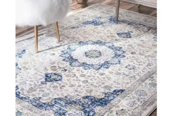 Emely blue/grey oriental area rug, 91 x 152cm