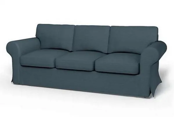 Ektorp, 3 seater sofa cover without piping, steel blue