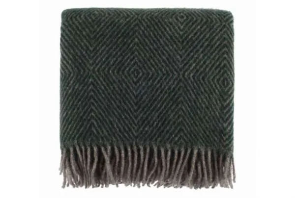 Gotland 100% wool blanket, green