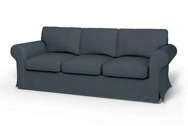 Ektorp, 3 seater sofa cover without piping, mineral blue