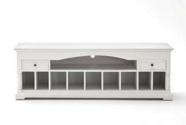 Proviko wooden tv stand in classic white - image 3