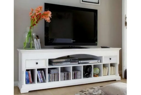 Proviko wooden tv stand in classic white