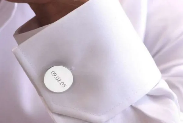 Silver round hinged cufflinks - image 2