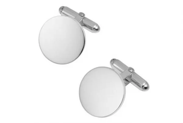 Silver round hinged cufflinks