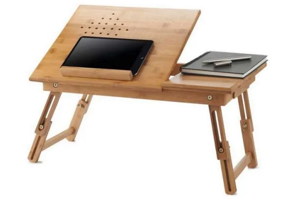 Bamboo tablet and laptop tray with folding legs - image 3