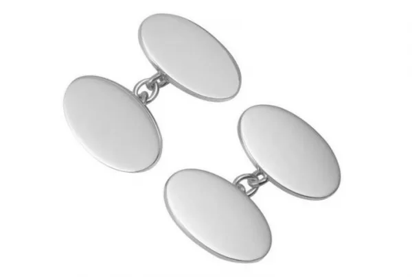 Classic silver oval chain cufflinks