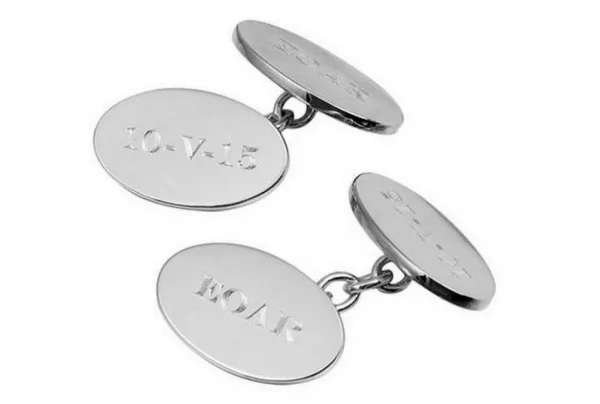 Classic silver oval chain cufflinks