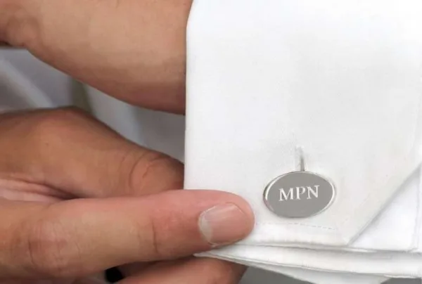 Classic silver oval chain cufflinks - image 3