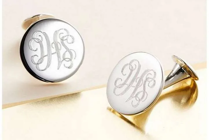 Silver round monogram cufflinks Silver round monogram cufflinks