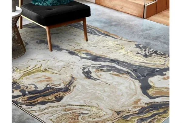 Aurora abstract floor rug, marble, 80 x 150cm