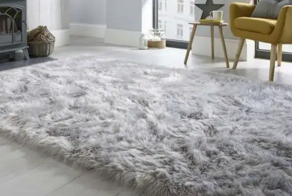 Faux deep sheepskin rug, grey, 160 x 230cm