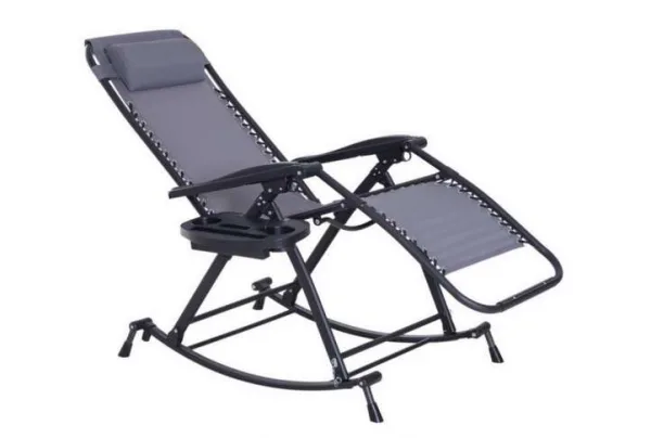 Outsunny zero-gravity rocking garden recliner, grey