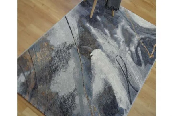 Galleria modern abstract rug, multi cream blue, 80 x 150cm