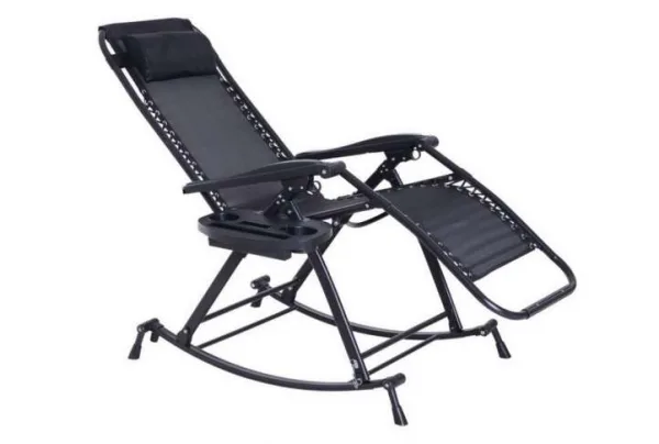 Outsunny zero-gravity rocking garden recliner, black
