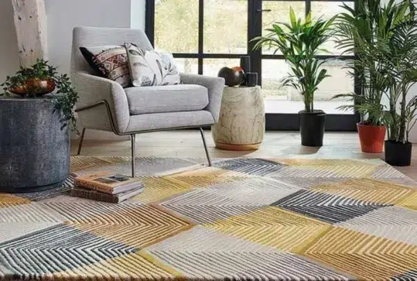 Rhythms chevron rug in saffron, 170 x 240cm