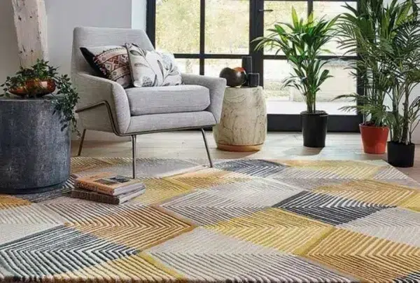 Rhythms chevron rug in saffron, 200 x 280cm