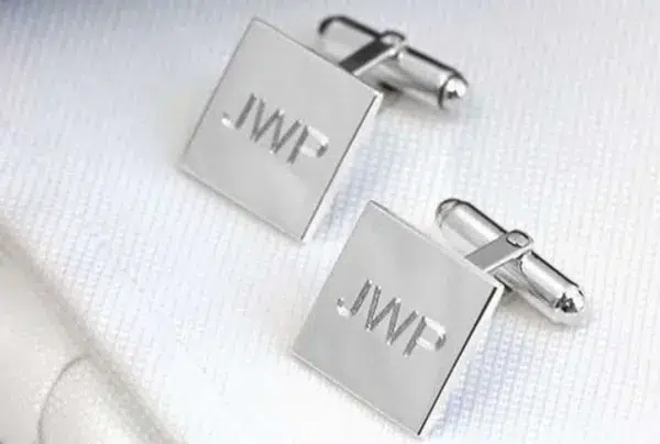 Silver square hinged cufflinks