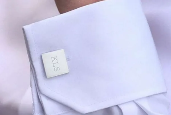 Silver square hinged cufflinks