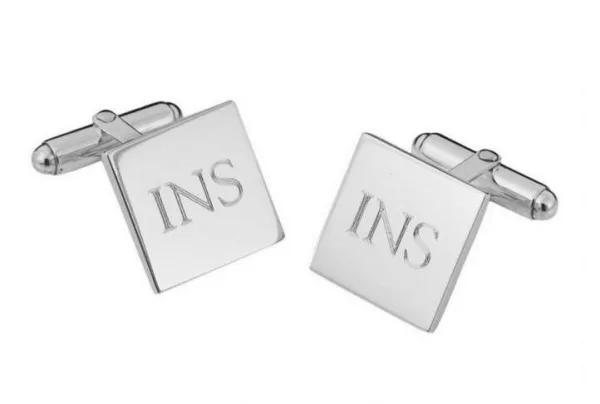 Silver square hinged cufflinks