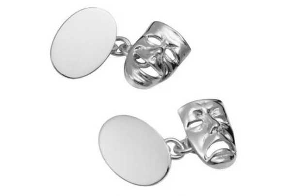 Silver comedy & tragedy cufflinks
