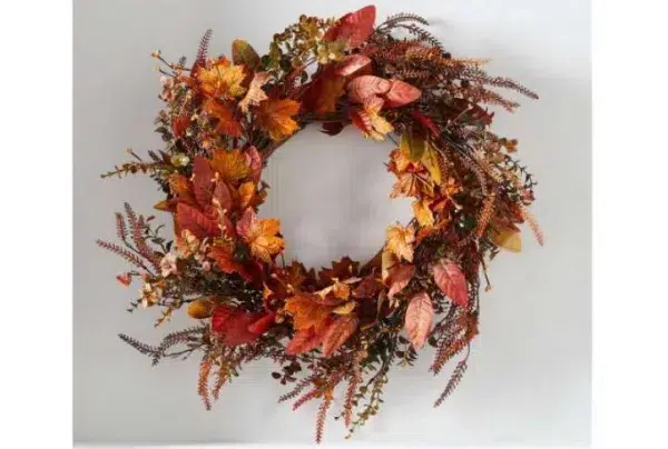 Autumn leaves wreath, faux