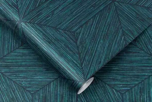 Grasscloth geo teal luxury easy apply wallpaper, 10m