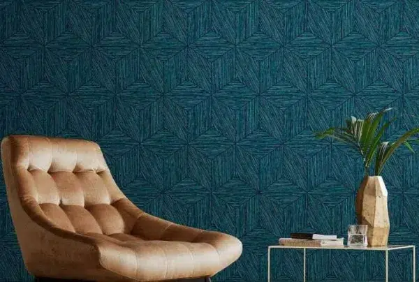 Grasscloth geo teal luxury easy apply wallpaper, 10m