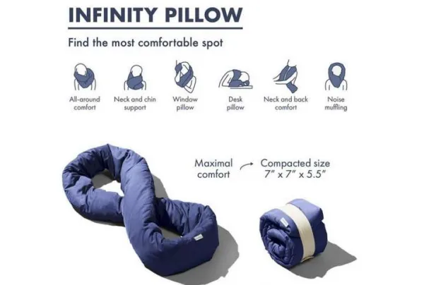 Huzi infinity travel pillow, navy