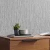 Grasscloth Geo Textured Grey Luxury Easy Apply Wallpaper, 10m