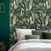 Glasshouse Green Luxury Easy Apply Wallpaper, 10m