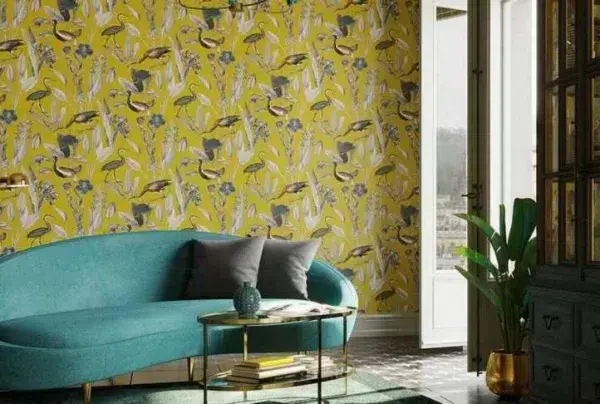 Glasshouse mustard luxury easy apply wallpaper, 10m