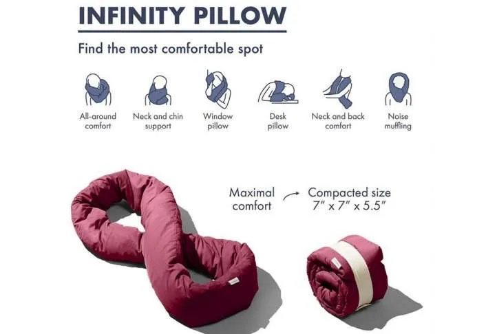 Huzi infinity travel pillow, burgundy Huzi infinity travel pillow, burgundy - image 3